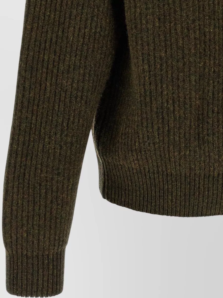 Jil Sander Ribbed Wool Half-Zip Turtleneck Sweater