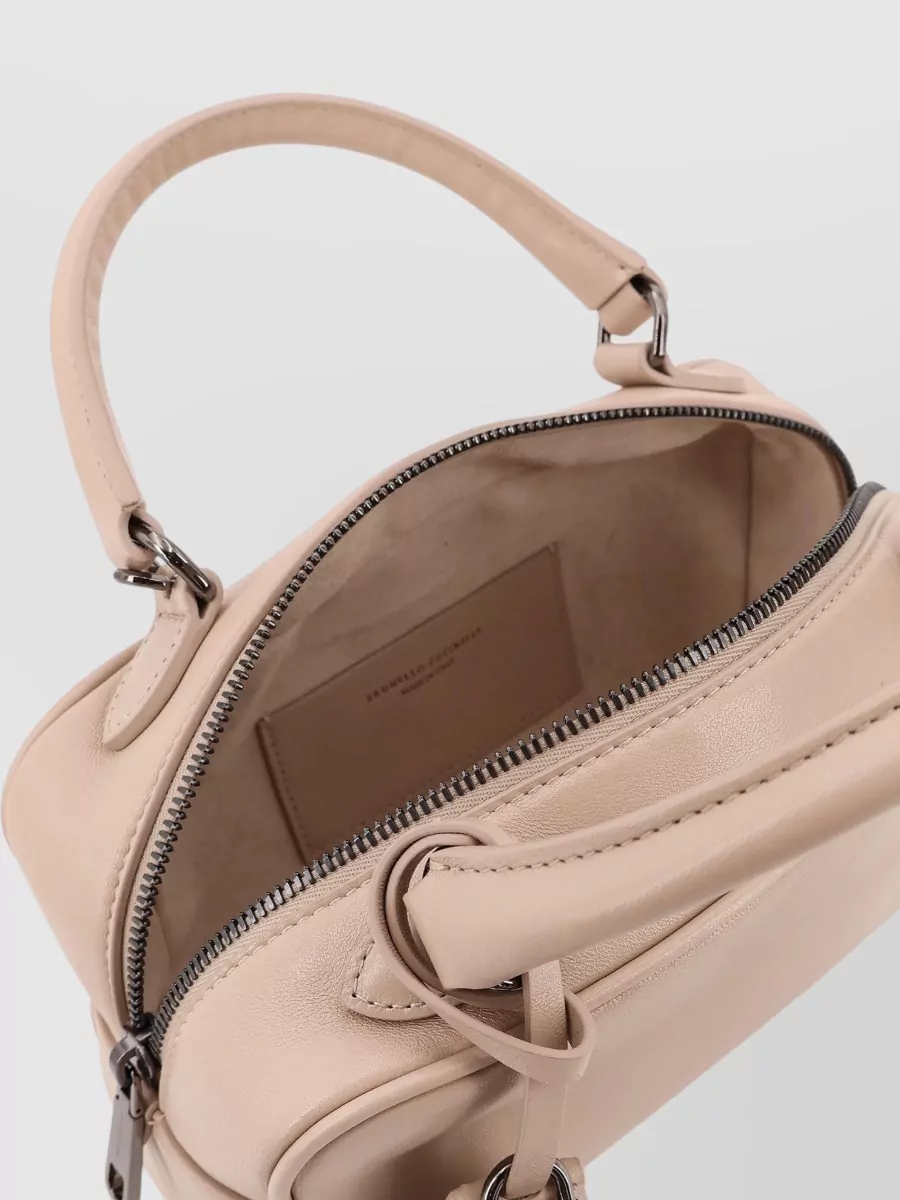 Brunello Cucinelli Boston Explorer Small Leather Shoulder Bag