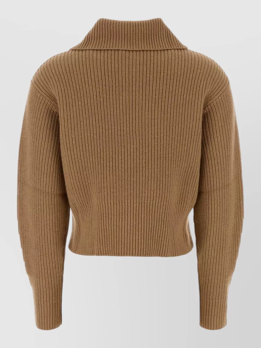 Max Mara Cashmere Wool Ribbed Half Zip Sweater