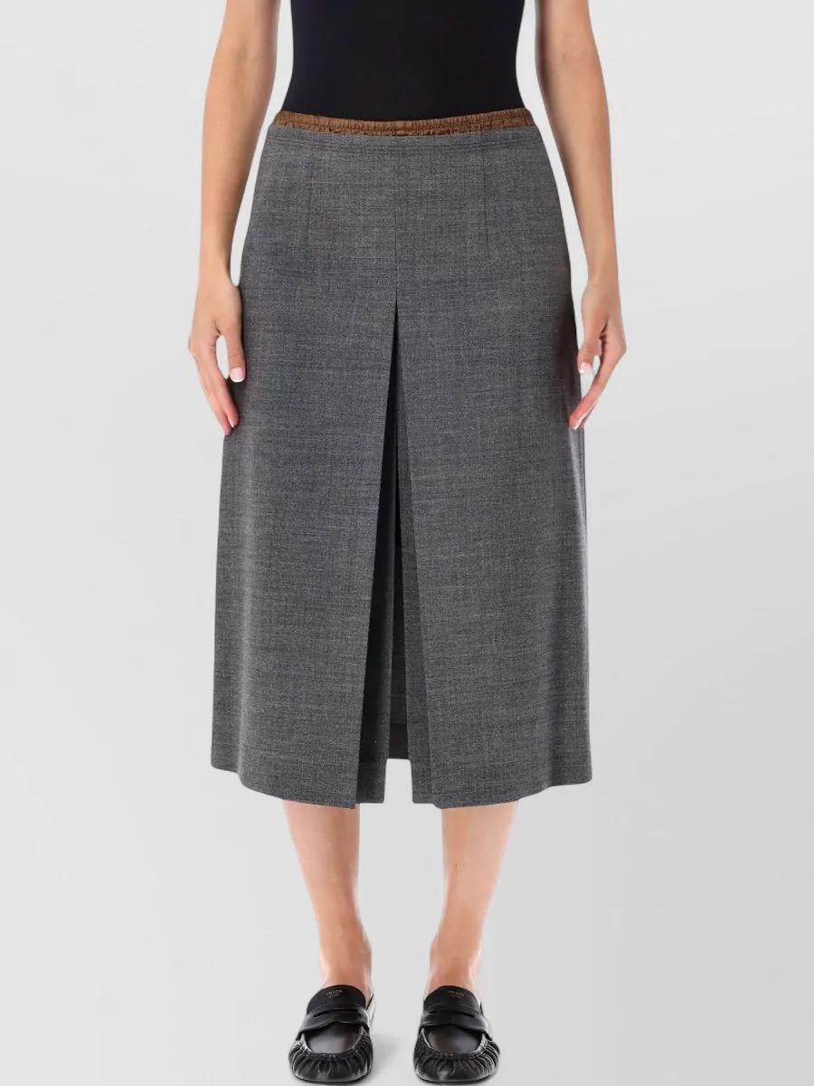 Prada virgin wool front slit midi skirt