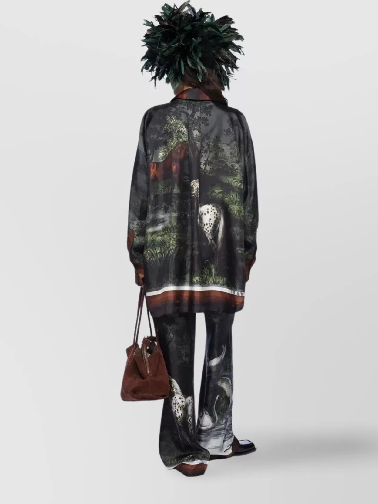 The Attico Oversize Collared Shirt Jacket With Artistic Print