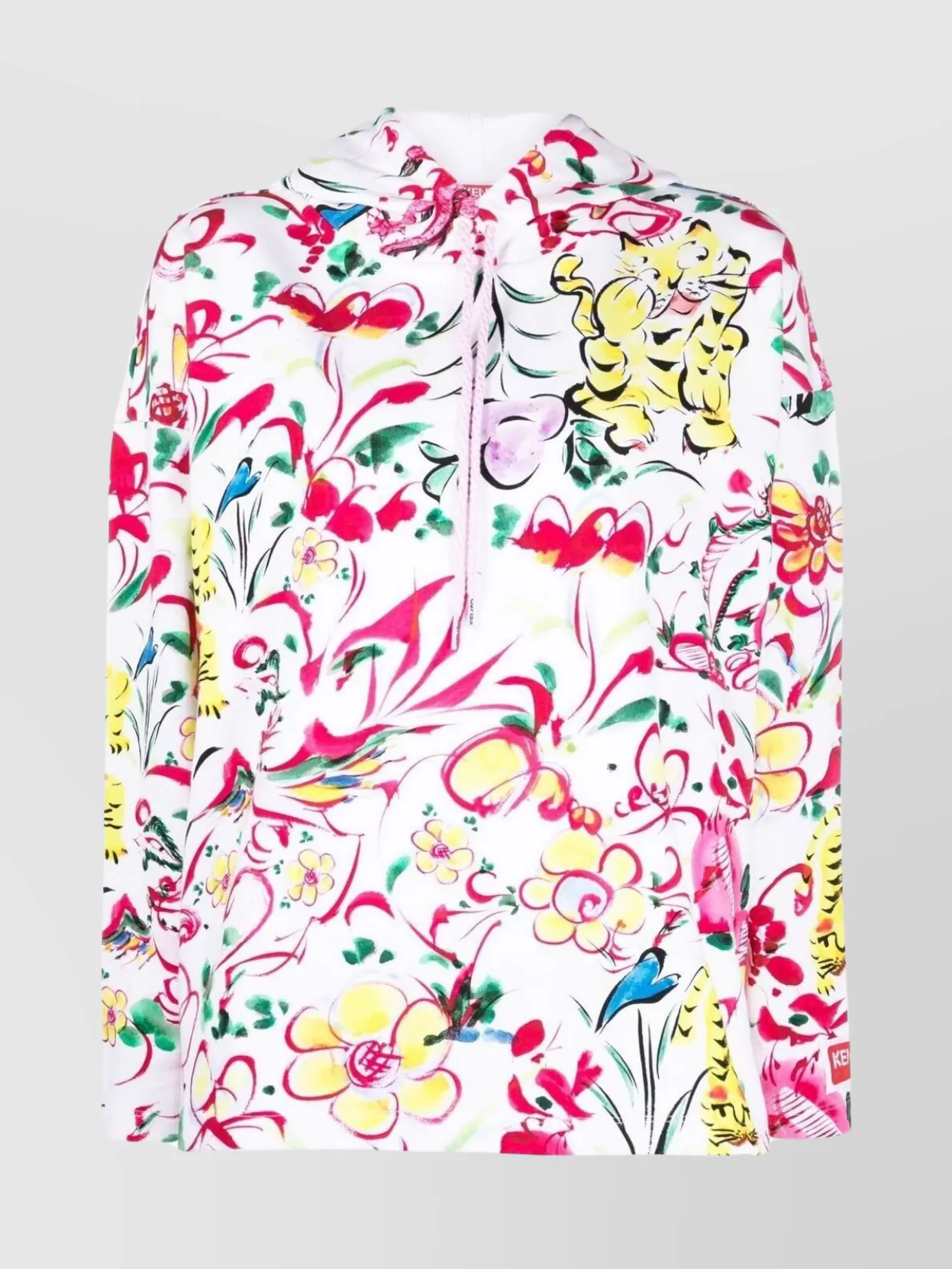 Shop Kenzo Floral Print Hooded Jacket With Pouch Pocket
