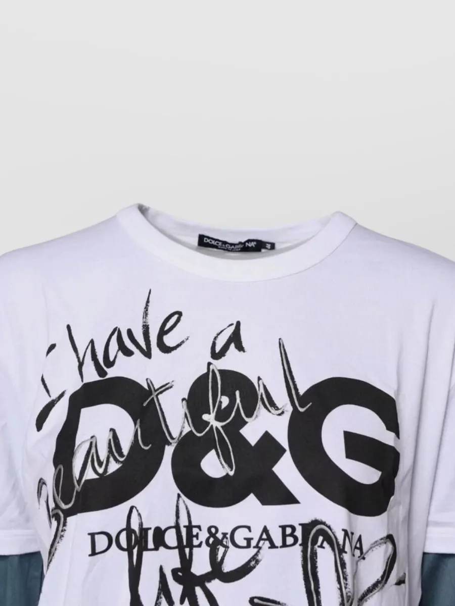 Dolce&Gabbana Graphic Print Cotton Crew Neck T-Shirt