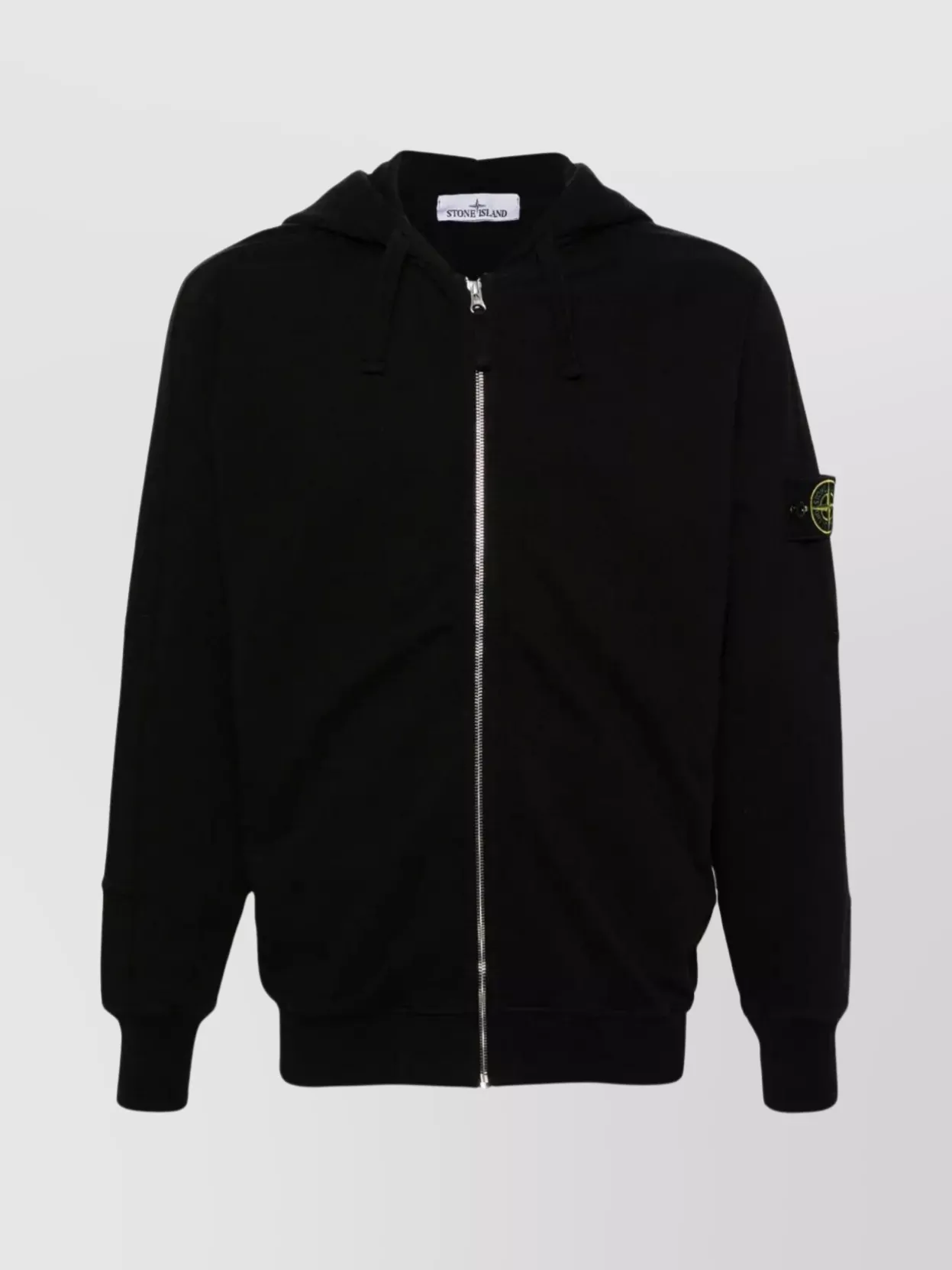 Stone Island Ribbed Hooded Track Top With Overstitched Seams