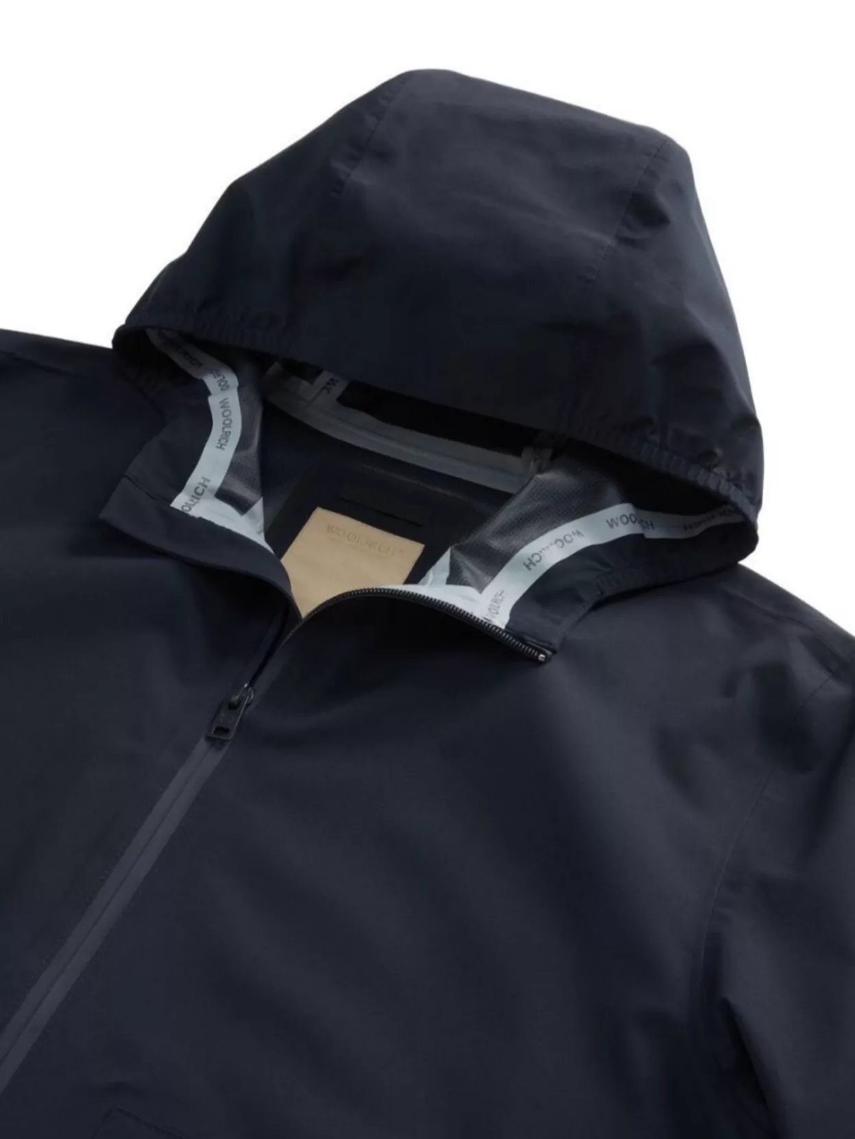 Woolrich Hooded Jacket With Drawstring And Pockets In Blue