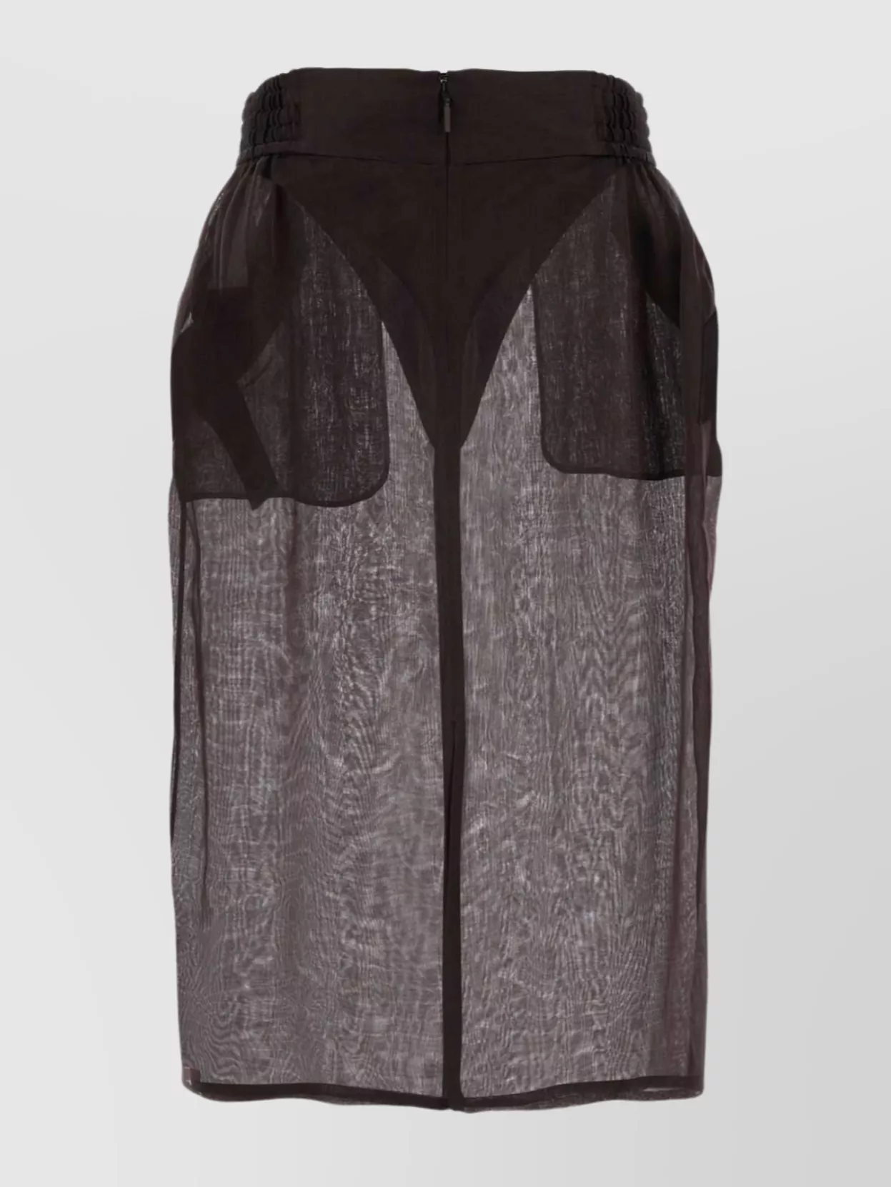 Shop Saint Laurent Layered Waistband Silk Skirt In Brown