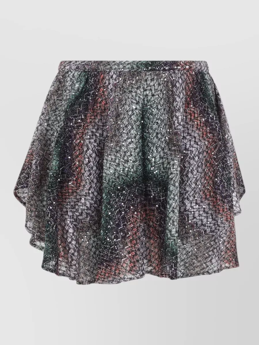 Missoni Metallic Rhinestone Asymmetric Mini Skirt