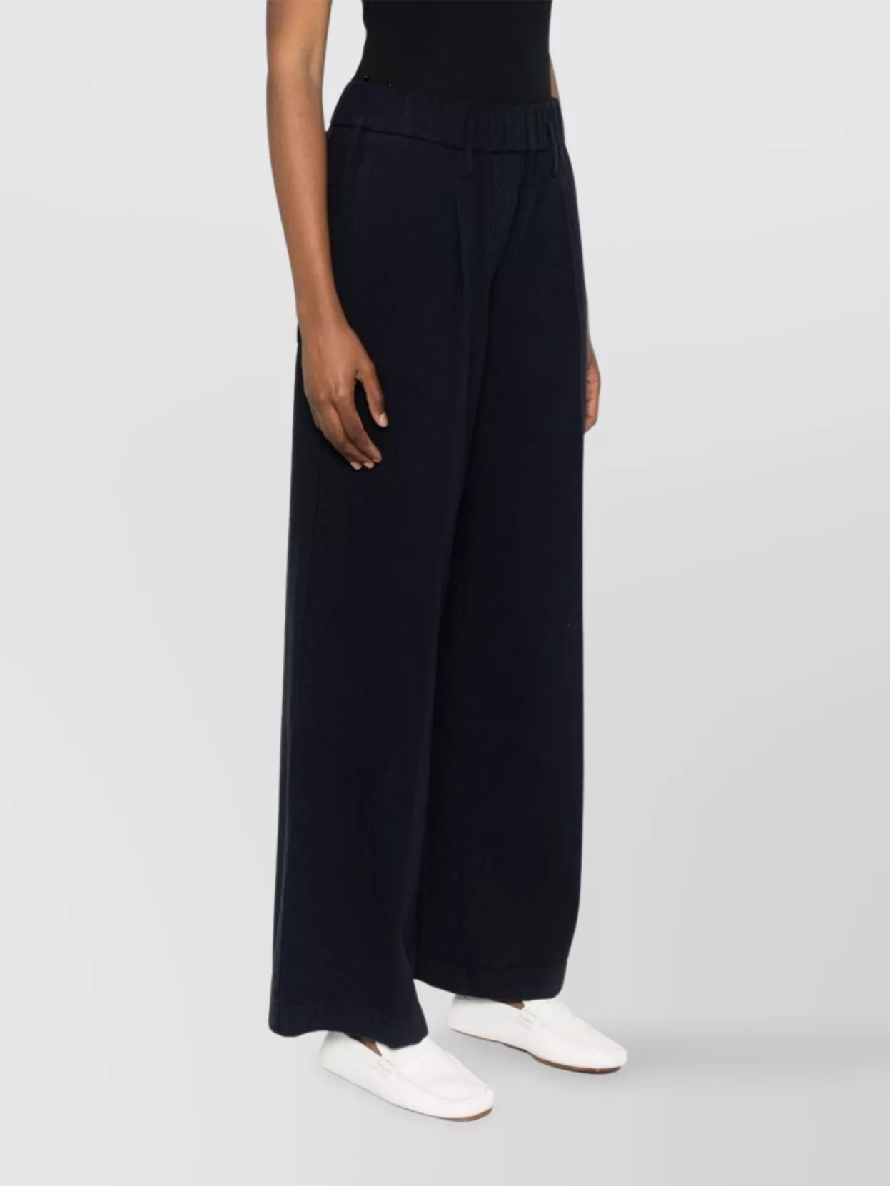 Forte Forte Flared Wide Leg Cotton Trousers With Pockets In Black