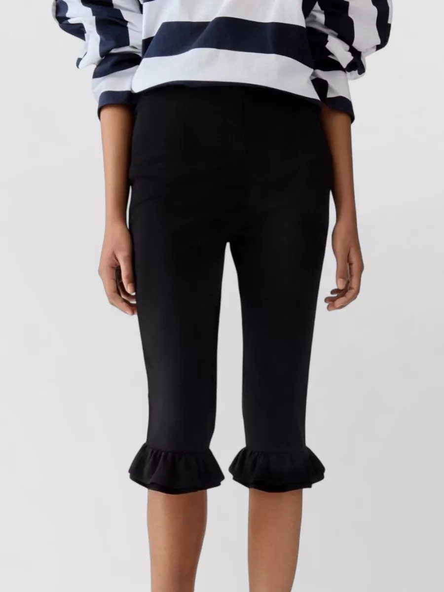 Jacquemus Mid-Rise Cropped Ruffled Bermuda Shorts