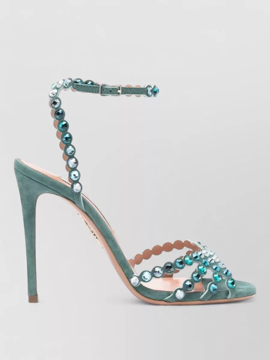 Aquazzura Sandal Heel Ankle Strap Embellished Straps Open Toe