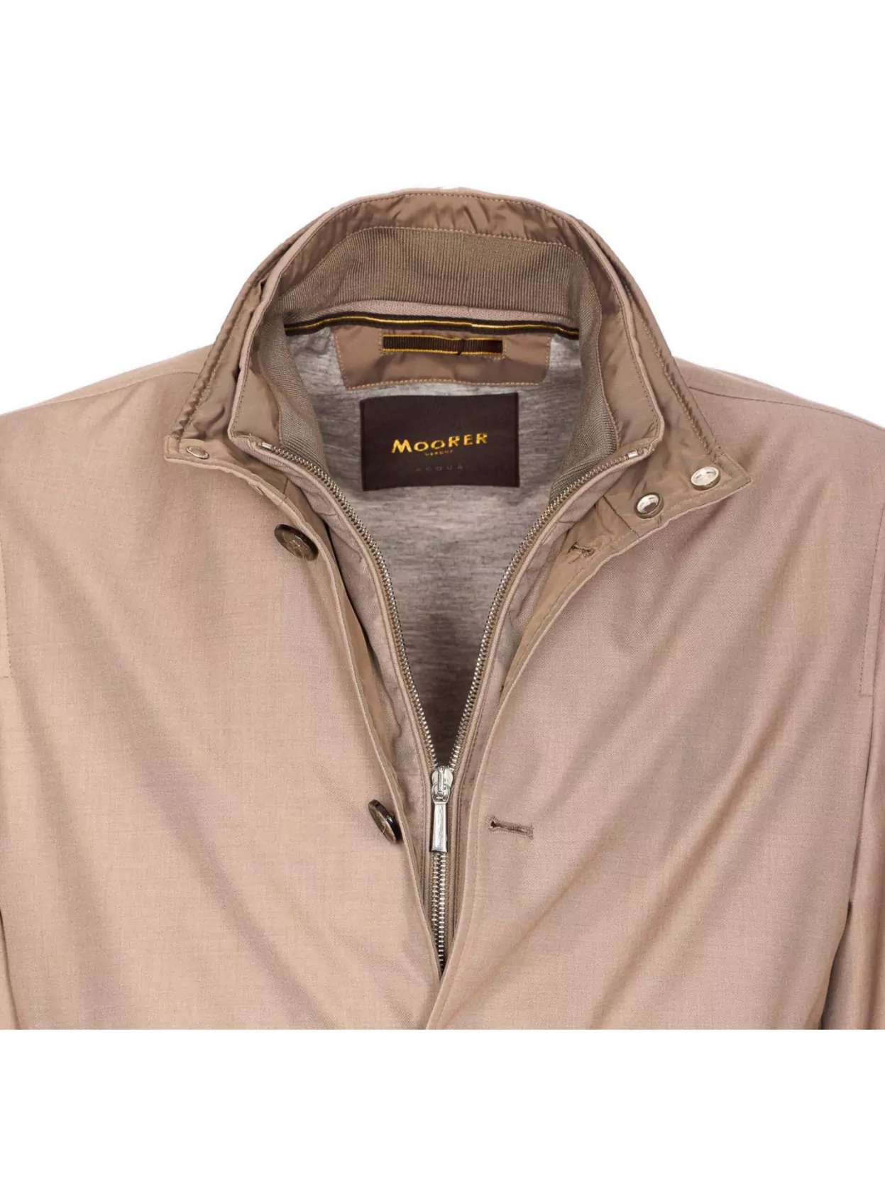 Moorer High Neck Zip Jacket With Side Pockets