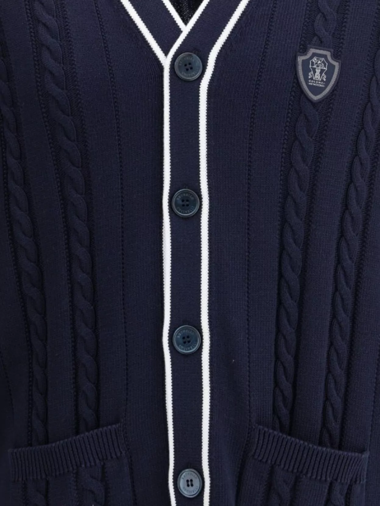 Brunello Cucinelli V-Neck Cotton Cardigan Ribbed Knit