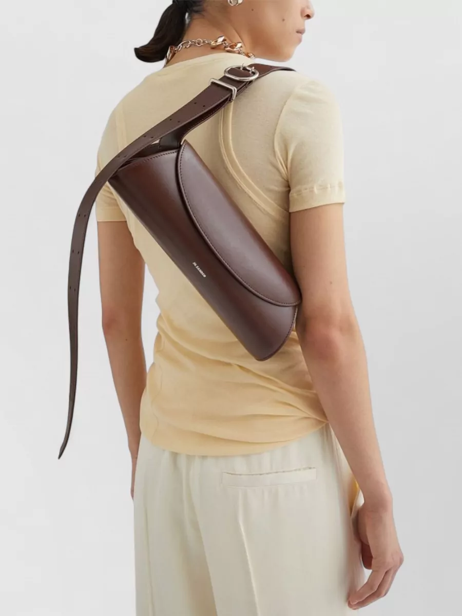 Jil Sander Cannolo Small Leather Trapeze Shoulder Bag