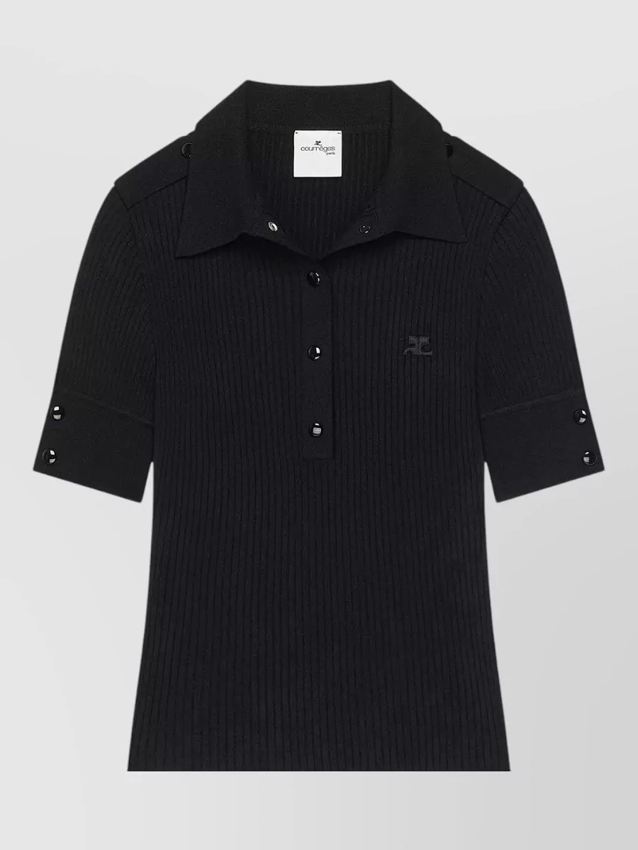 Courrèges ribbed-knit short-sleeve polo shirt