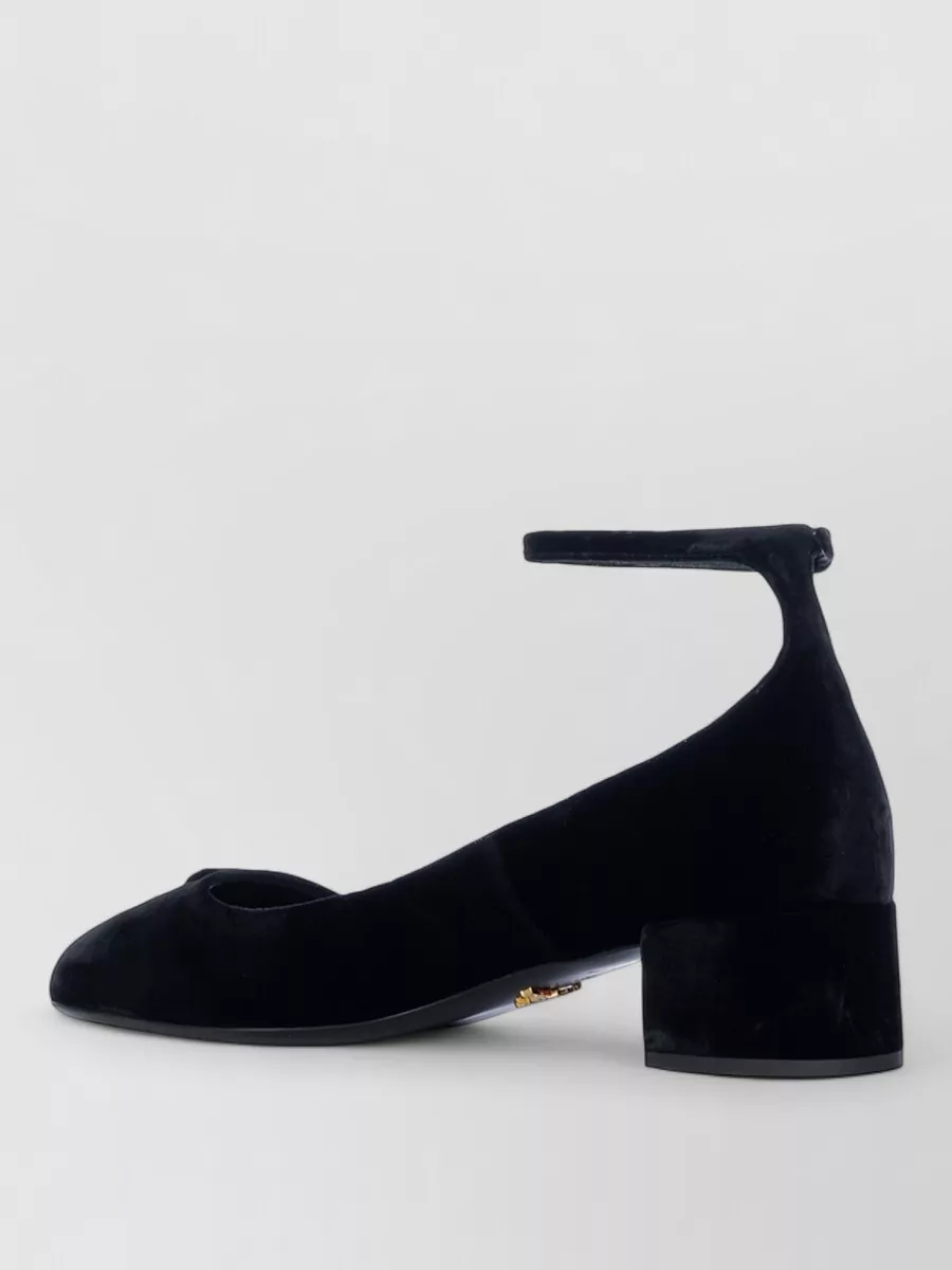 Prada Block Heel Sandals Embellished Detail In Black