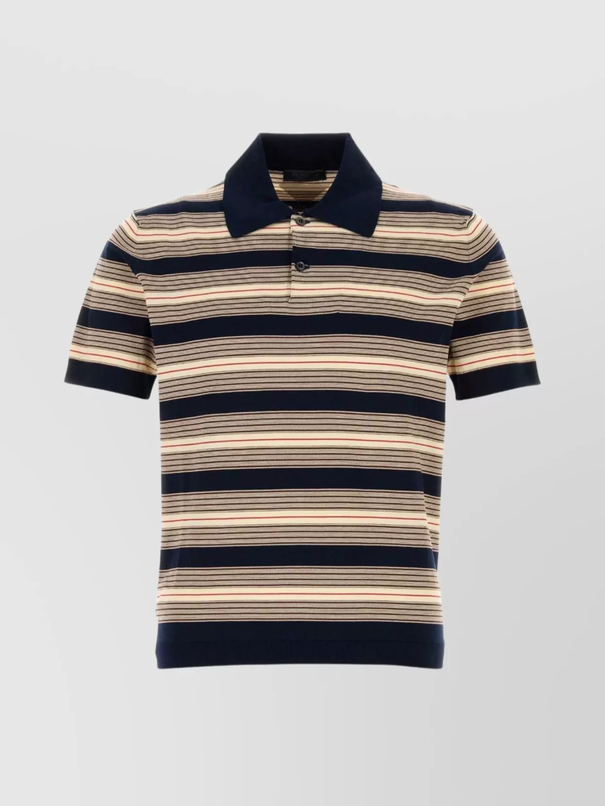 Prada Embroidered Stretch Cotton Blend Polo Shirt In Black