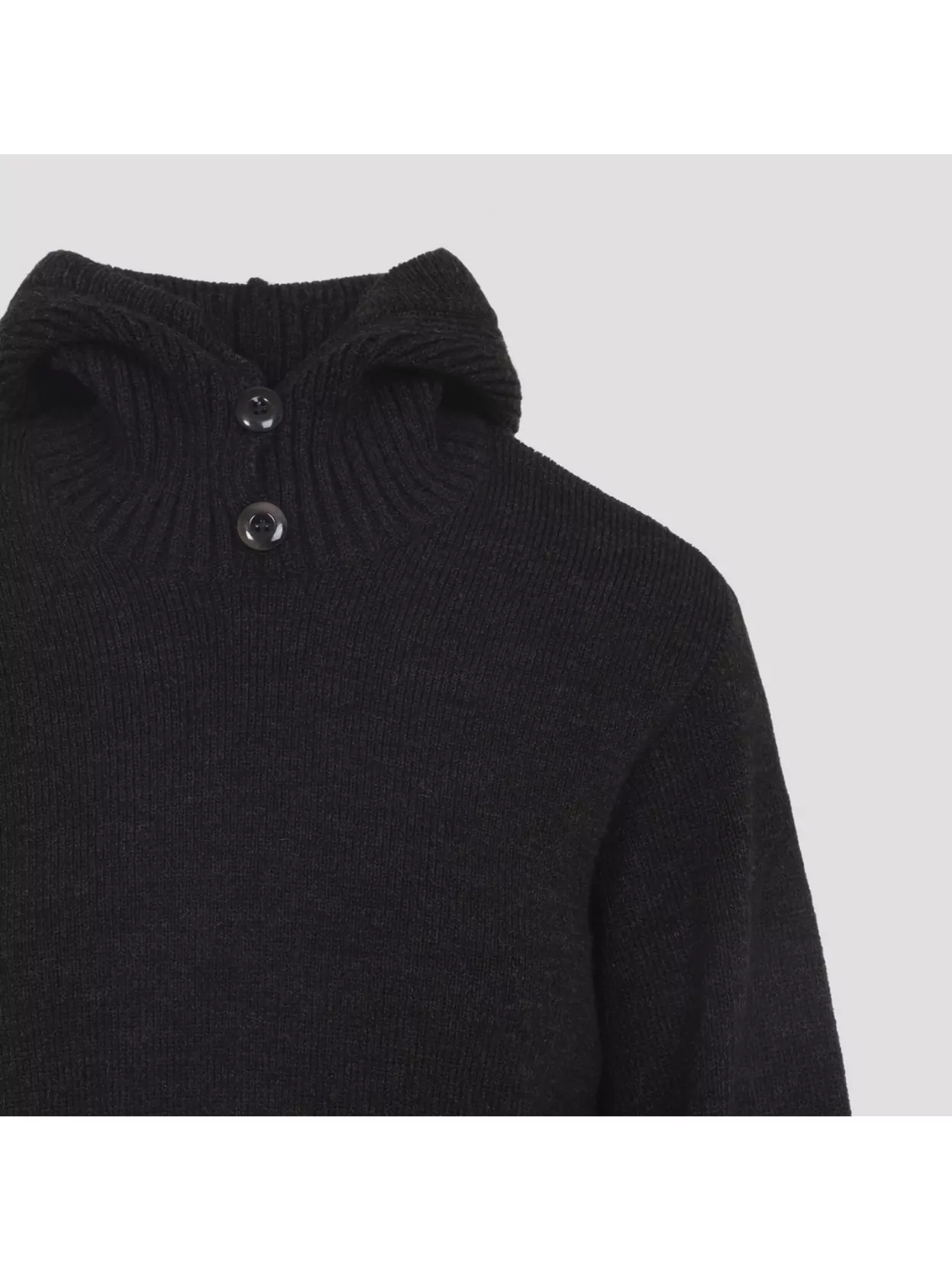 Lemaire Hooded Sweater Featuring Button Detail In Black