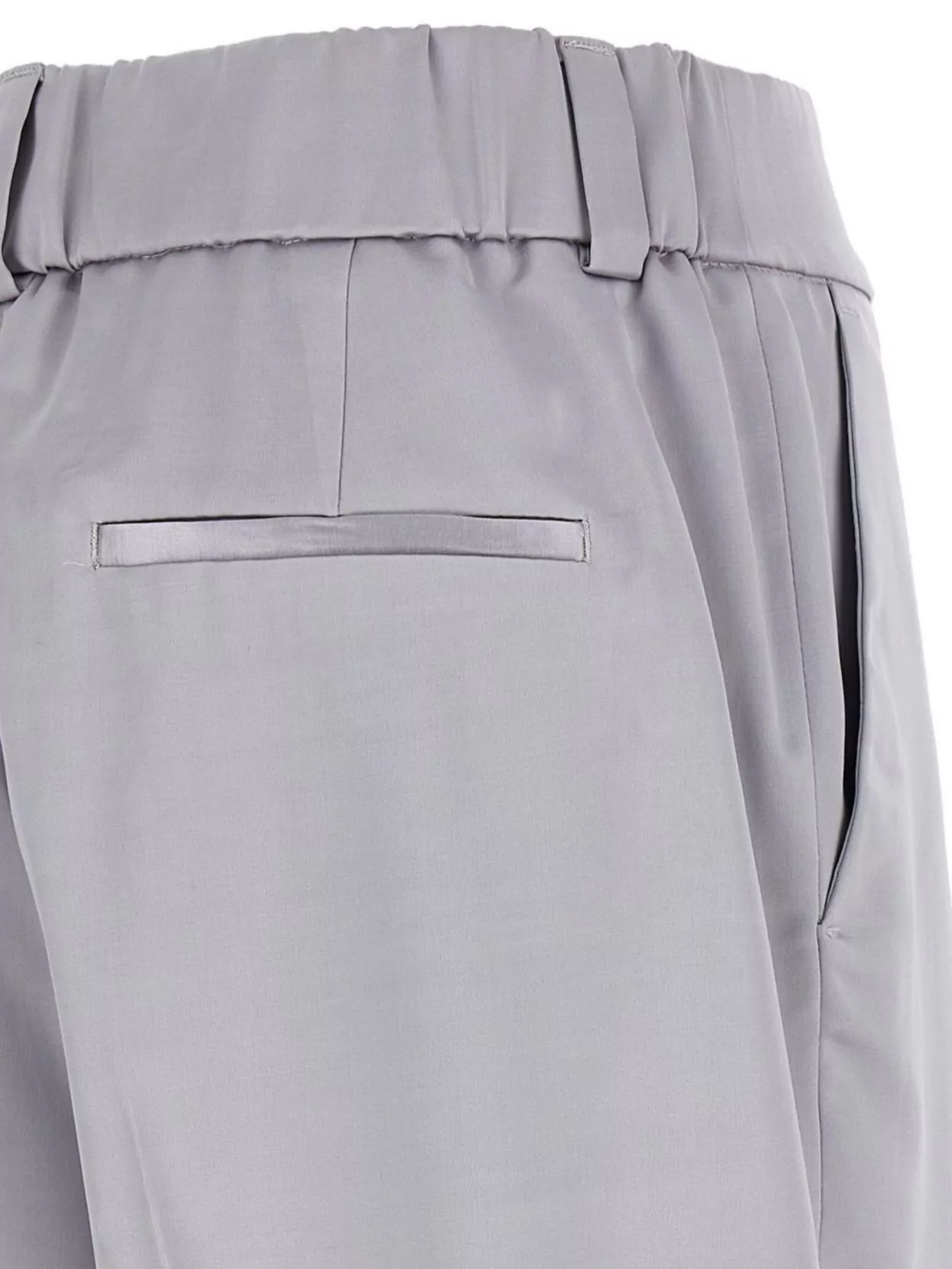 Peserico Tailored Satin Trousers With Pockets And Cuffs In Gray