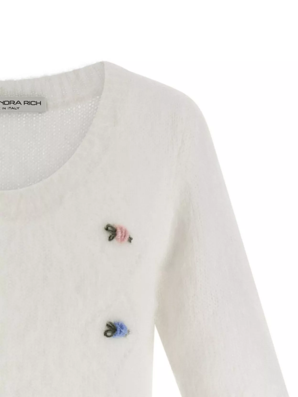 Alessandra Rich Short Sleeve Mohair Sweater In White
