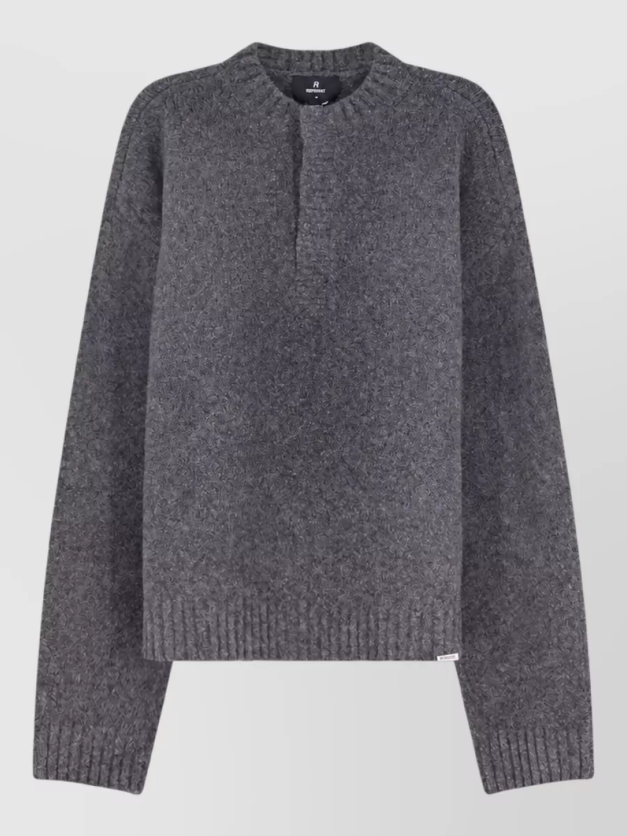 Represent wool blend ribbed crew neck sweater