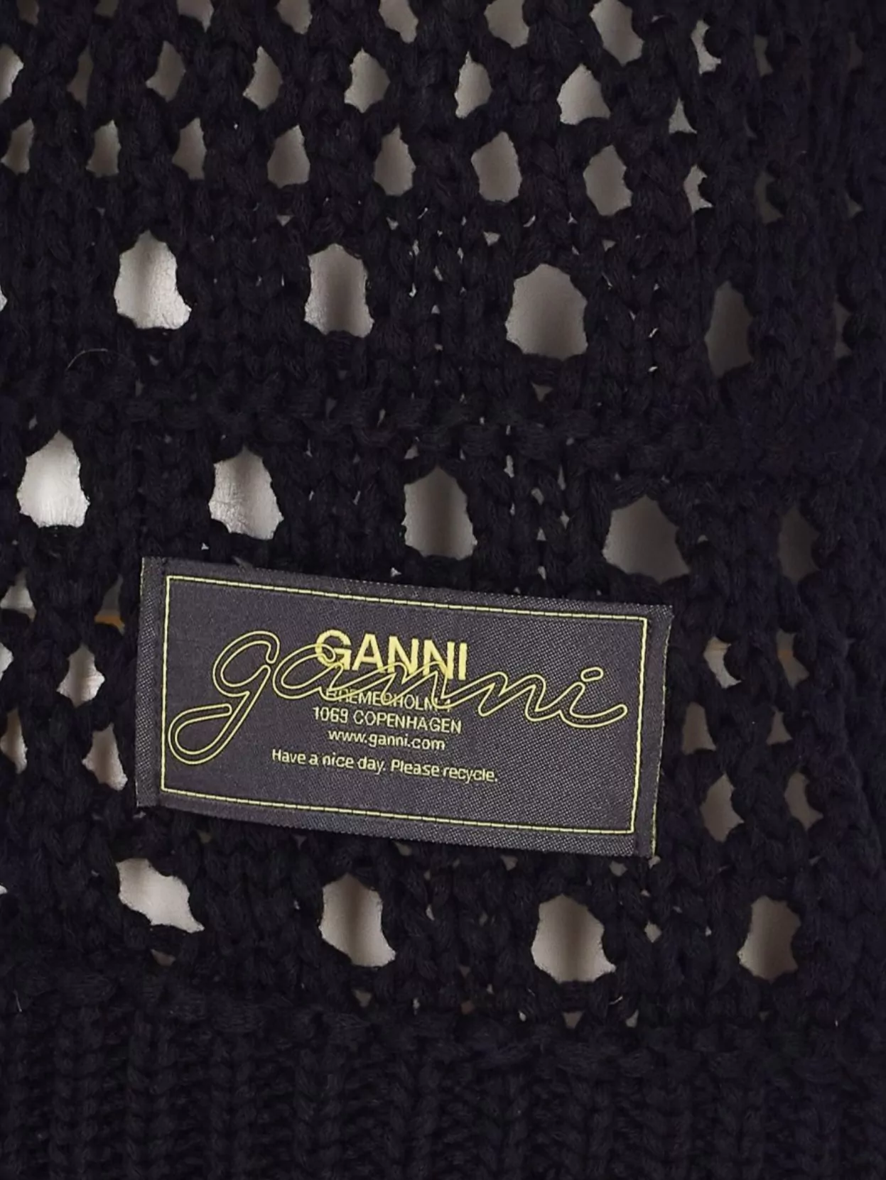 Ganni Sleeveless Ribbed Hem Crochet Knitted Cardigan