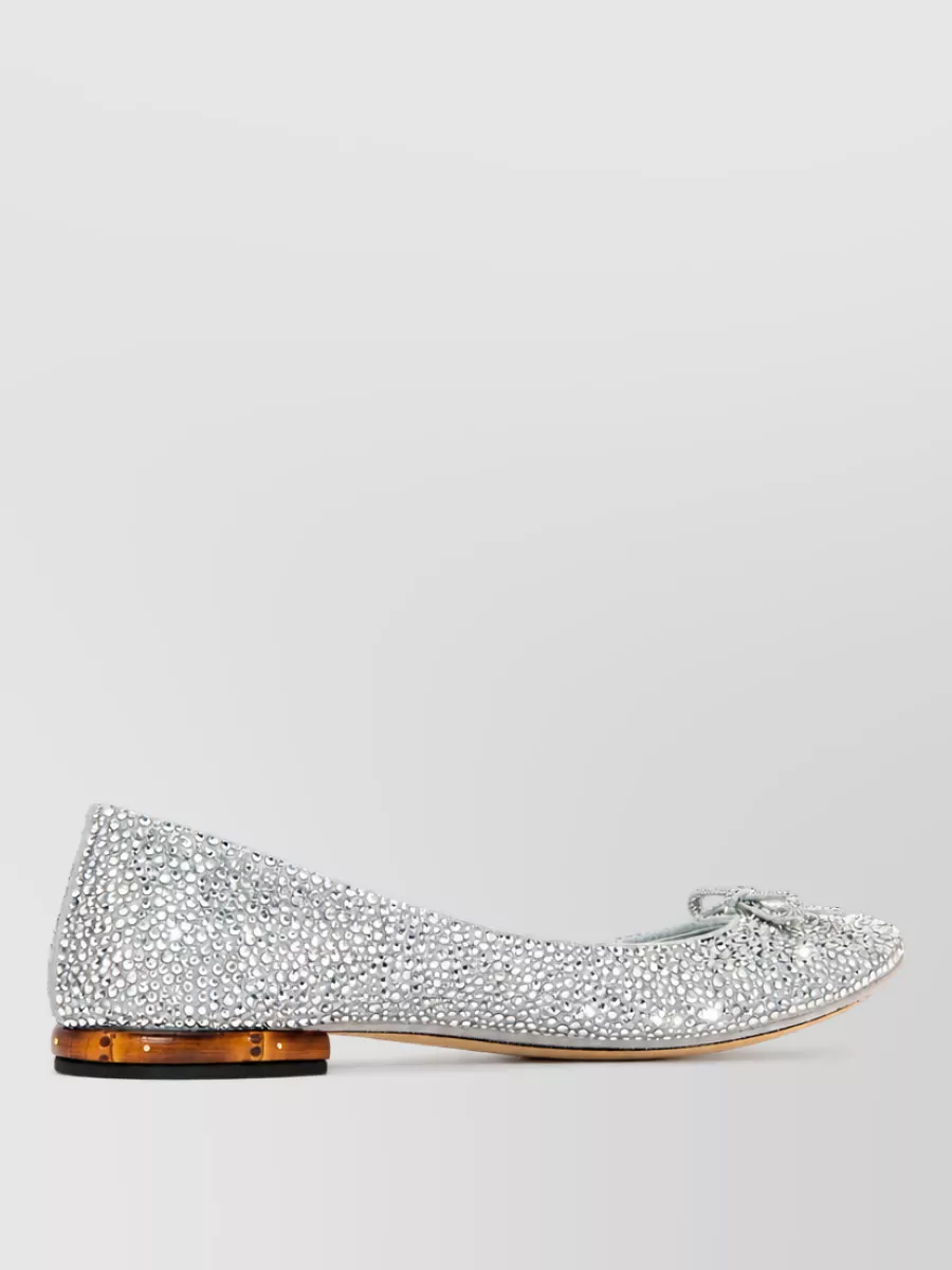 Gucci crystal-embellished leather ballerina shoes