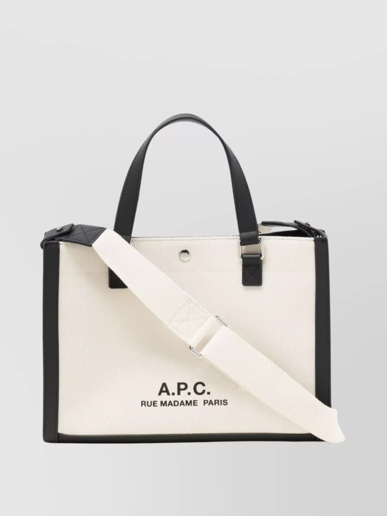 Shop Apc Canvas And Leather Tote With Versatile Straps In White