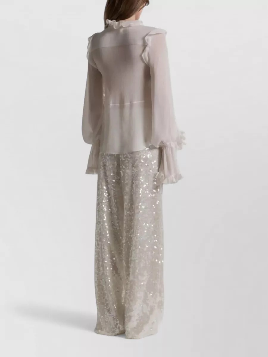 Alberta Ferretti Wide Leg Trousers Sequin Detail Pockets