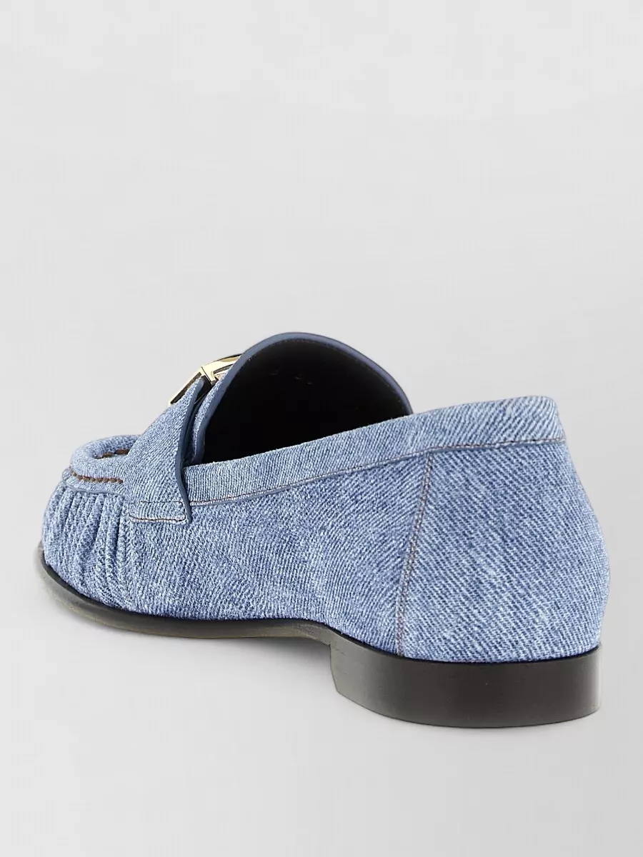 Fendi Baguette Denim Loafers Gold Tone Hardware