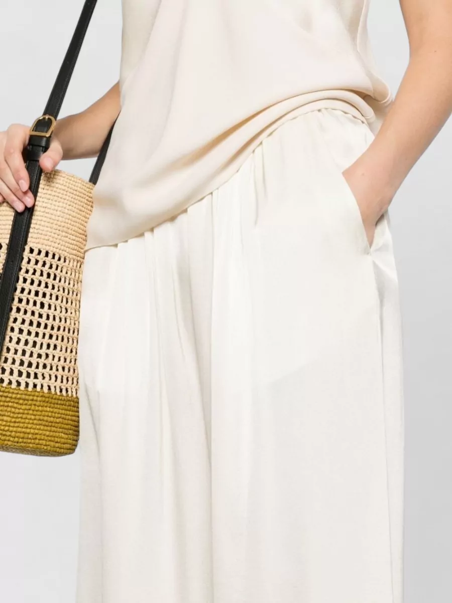 Forte Forte Silk Satin Pleated Wide Leg Trousers