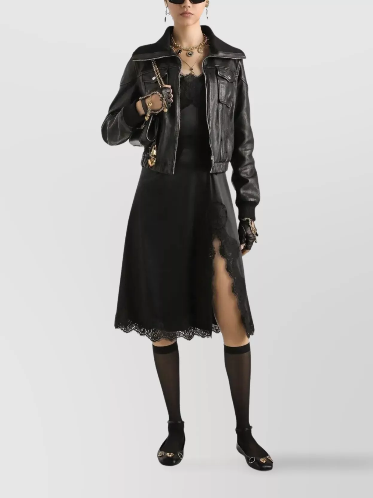Dolce & Gabbana Bomber Jacket With Elasticated Hem And Wide Collar In Black