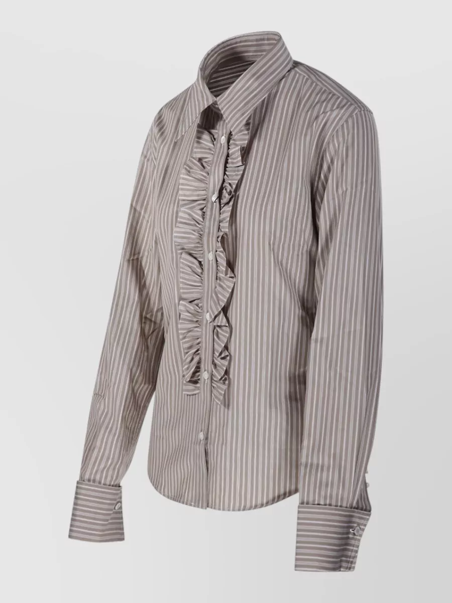 Ami Paris Long Sleeve Ruffled Shirt