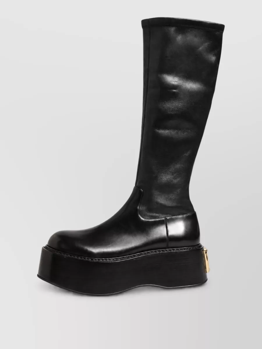 Dolce&Gabbana Leather Platform Knee-High Boots