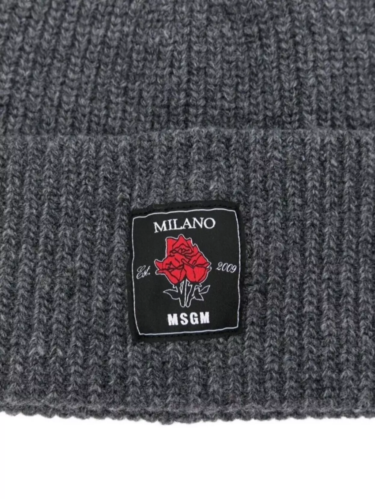 Msgm Ribbed Beanie Rose Patch