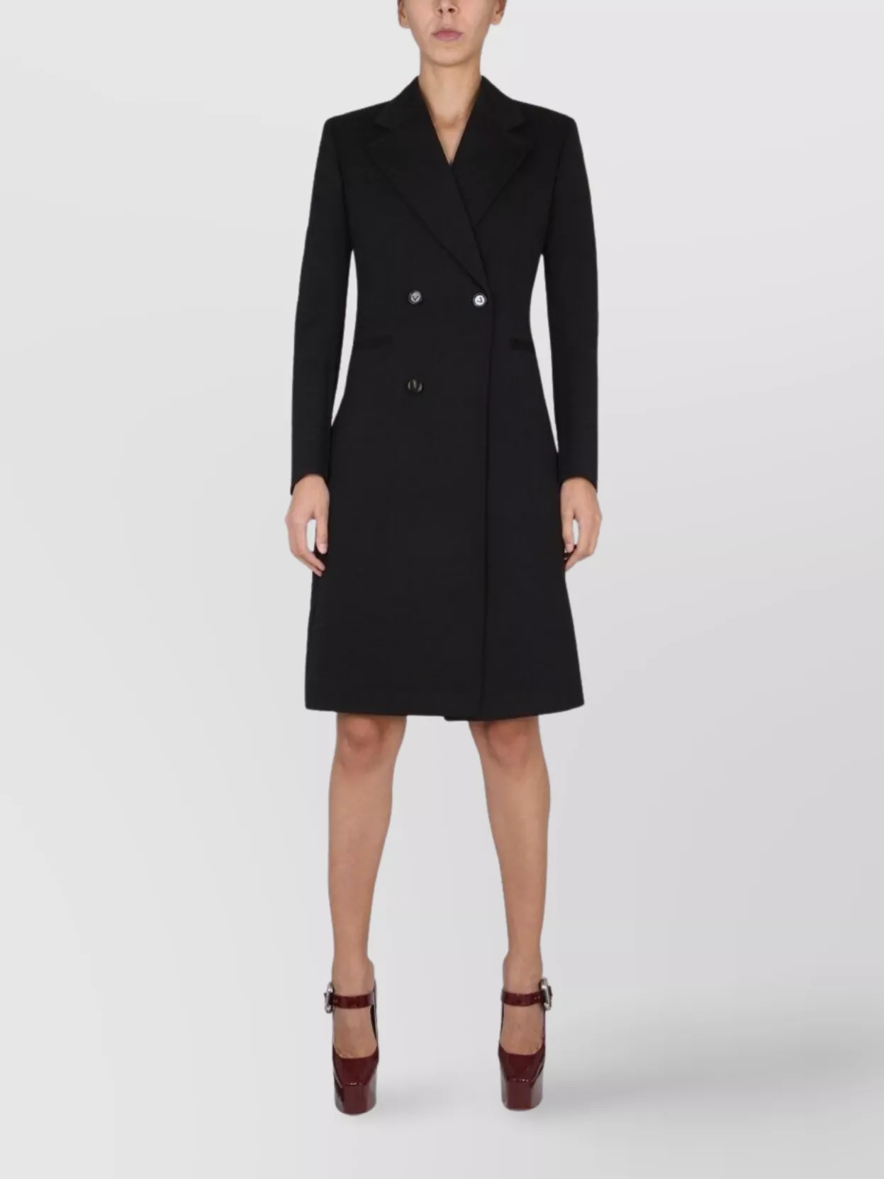 Bottega Veneta Double-breasted Knee-length Wool Coat In Black