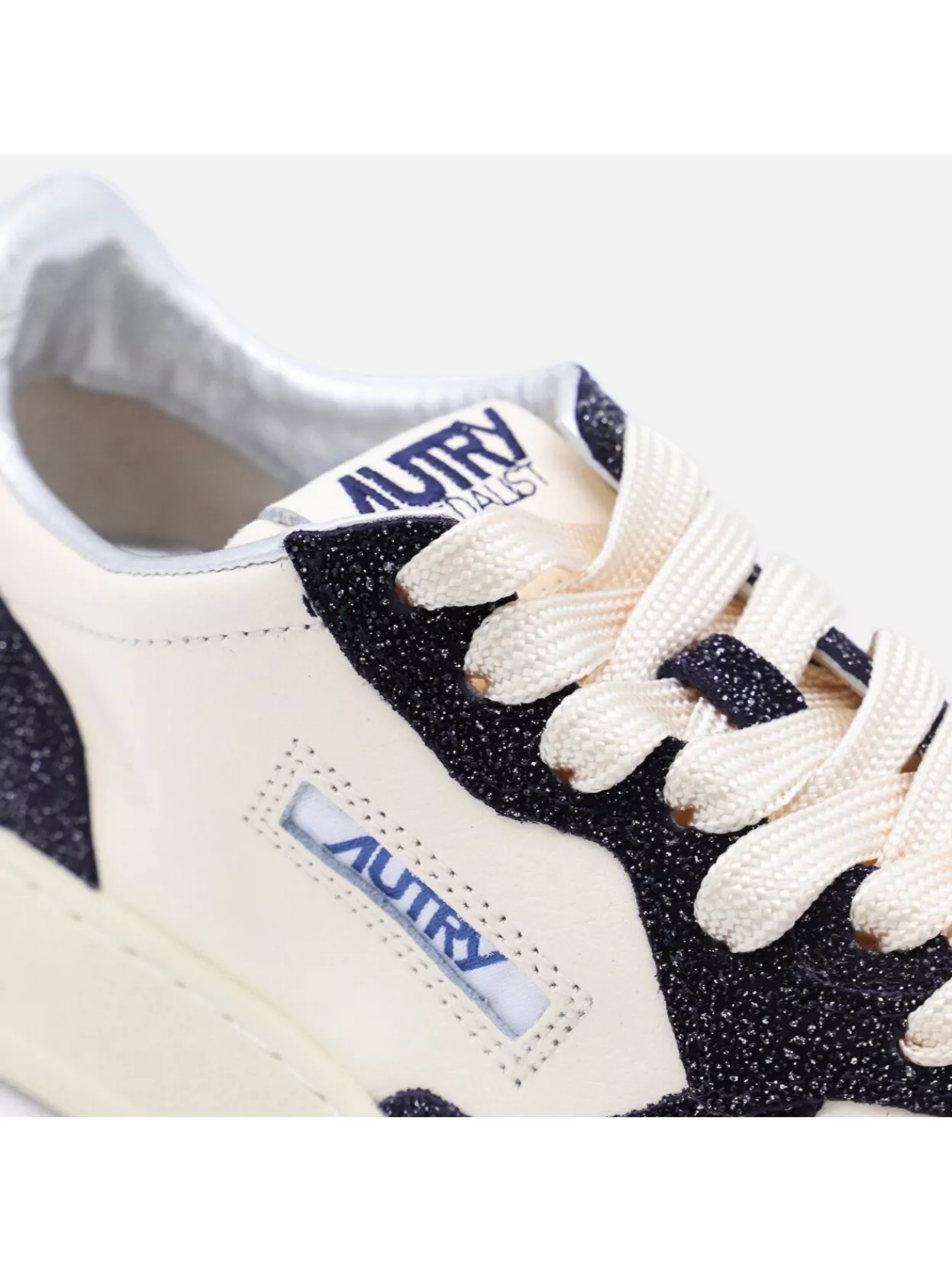 Autry Sparkling Low Top Sneakers With Perforated Toe In White