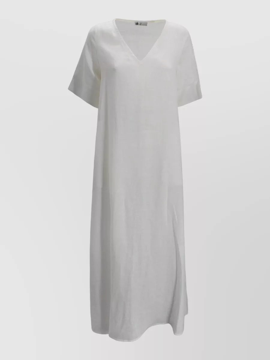 Whyci linen v-neck short-sleeve maxi dress