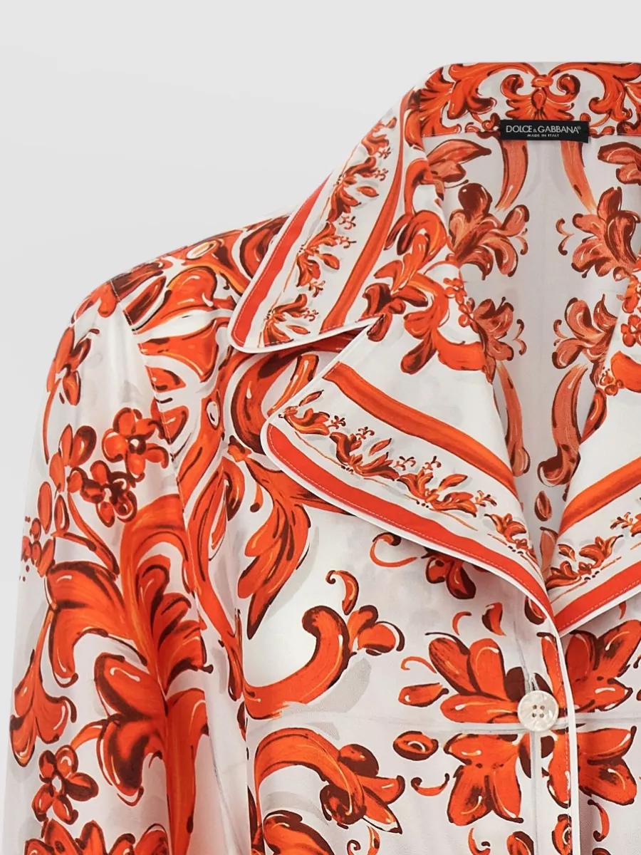 Dolce&Gabbana Silk Printed Long-Sleeve Shirt