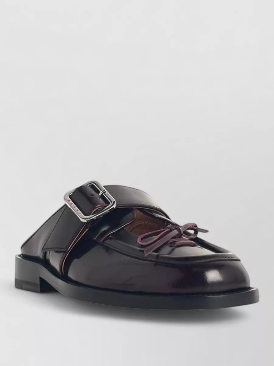 Marni Leather Buckle Sabots Round Toe Design In Black