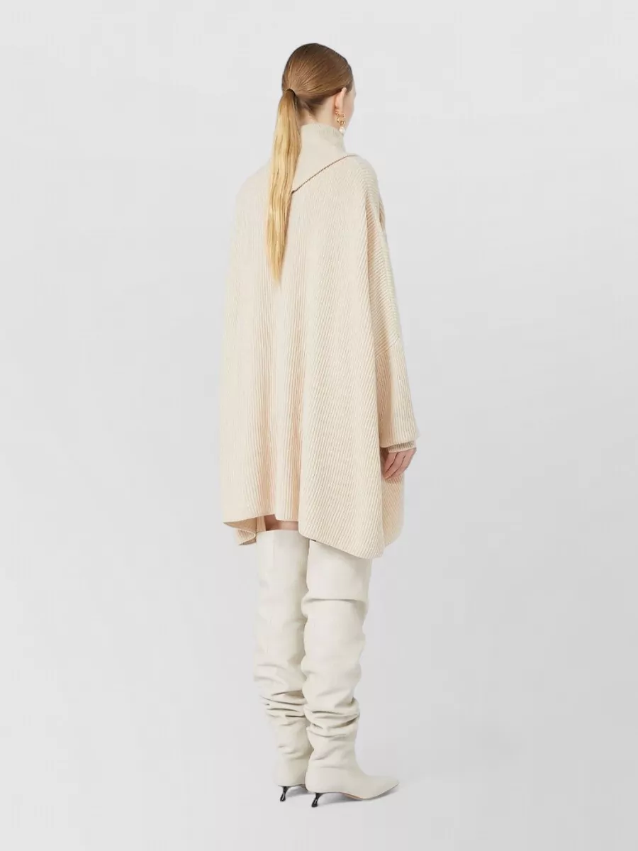 Sportmax Cashmere Wool Ribbed Oversized Maxi High-Neck Dress