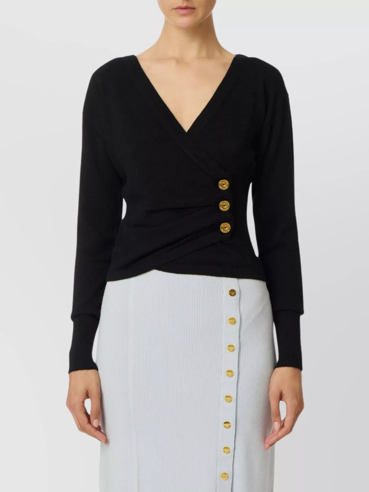 Elisabetta Franchi Cashmere Blend Jumper With Jewel Buttons