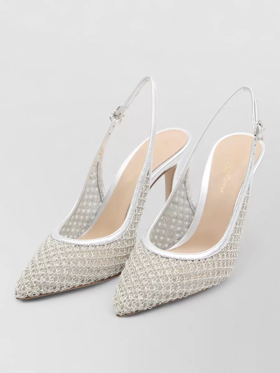 Gianvito Rossi Slingback Pumps Metallic Leather Sheer In Silver
