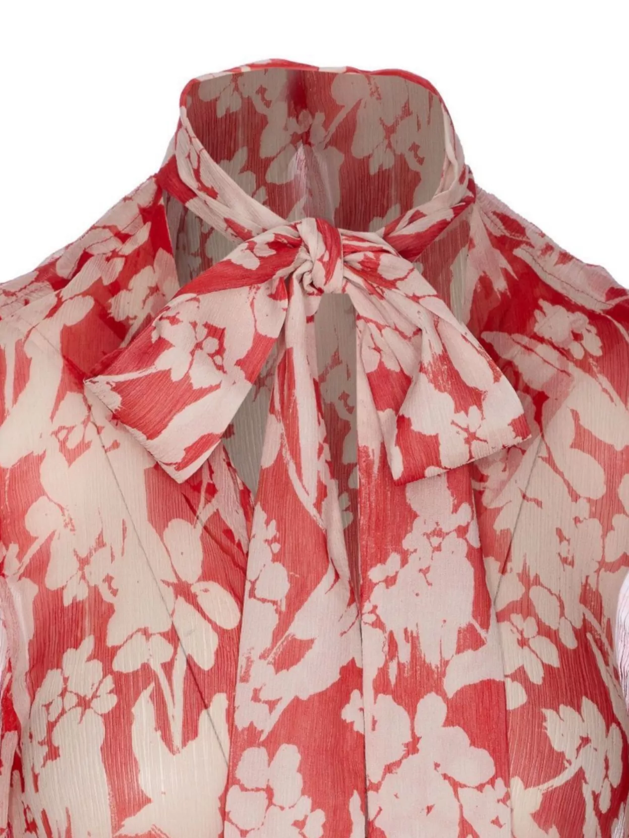 Victoria Beckham Draped Floral Sheer Long Sleeve Top