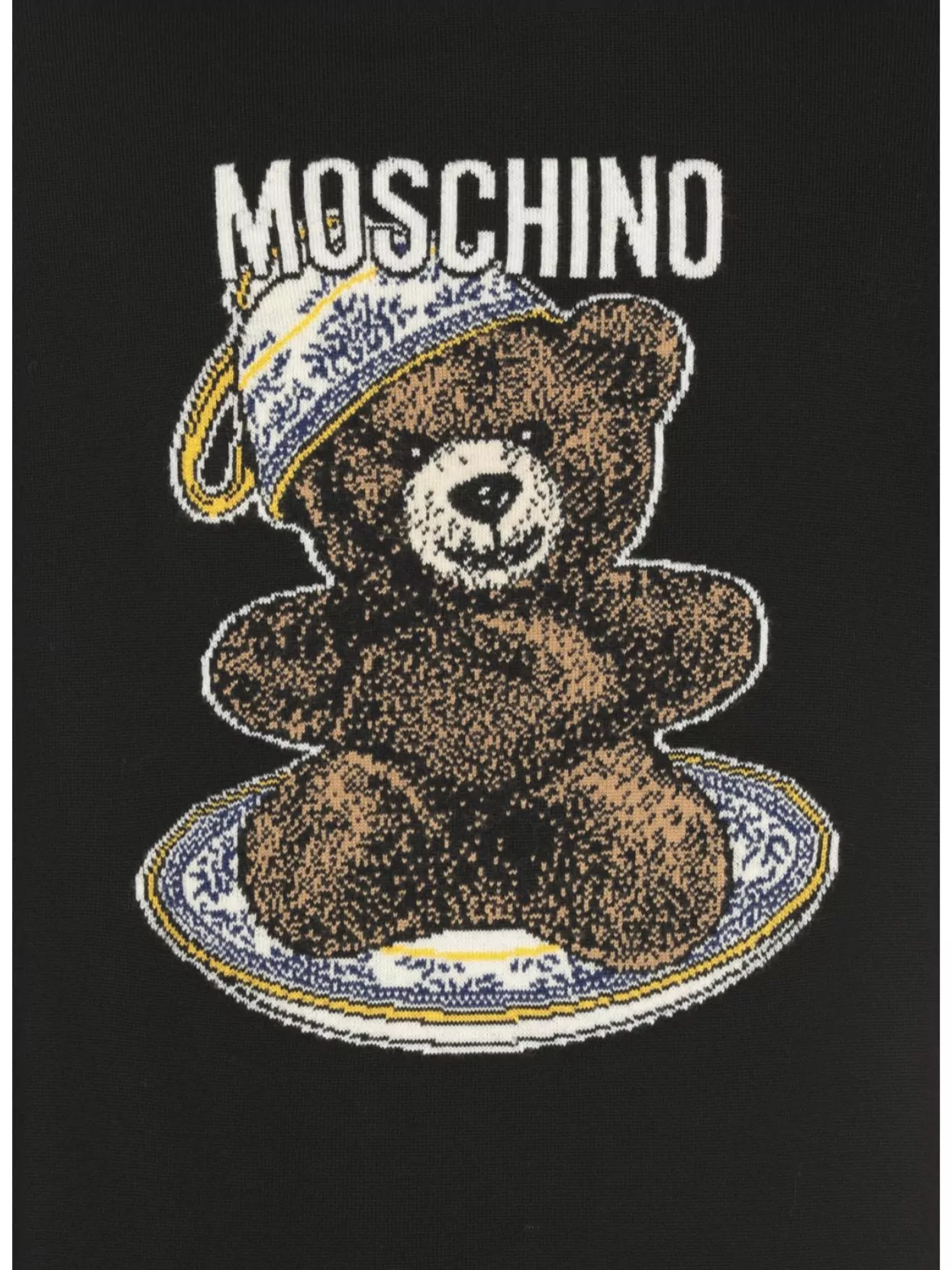 Moschino Bear Embroidered Crewneck Sweater In Black