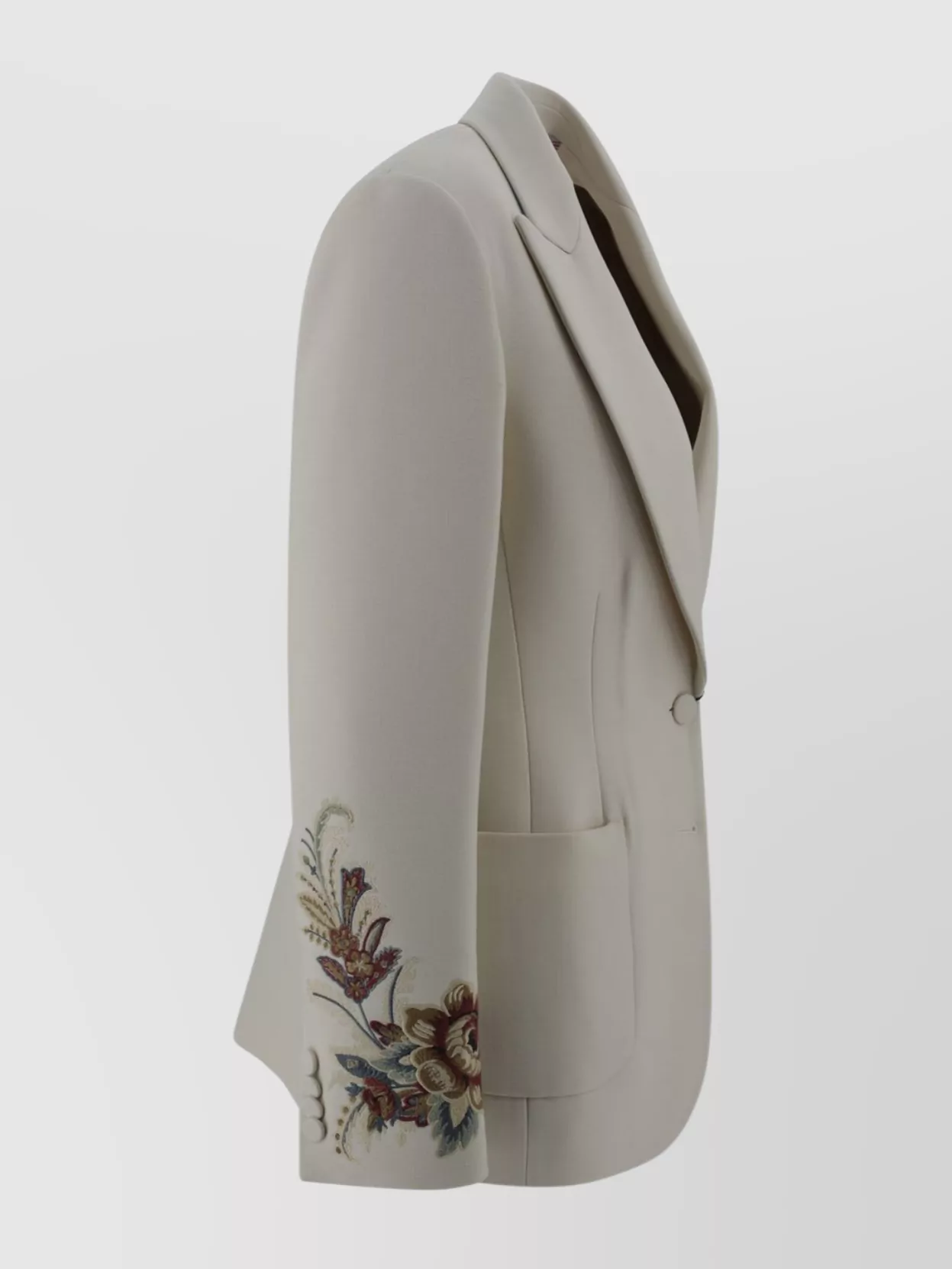 Etro Tailored Wool Blend Jacket With Floral Embroideries