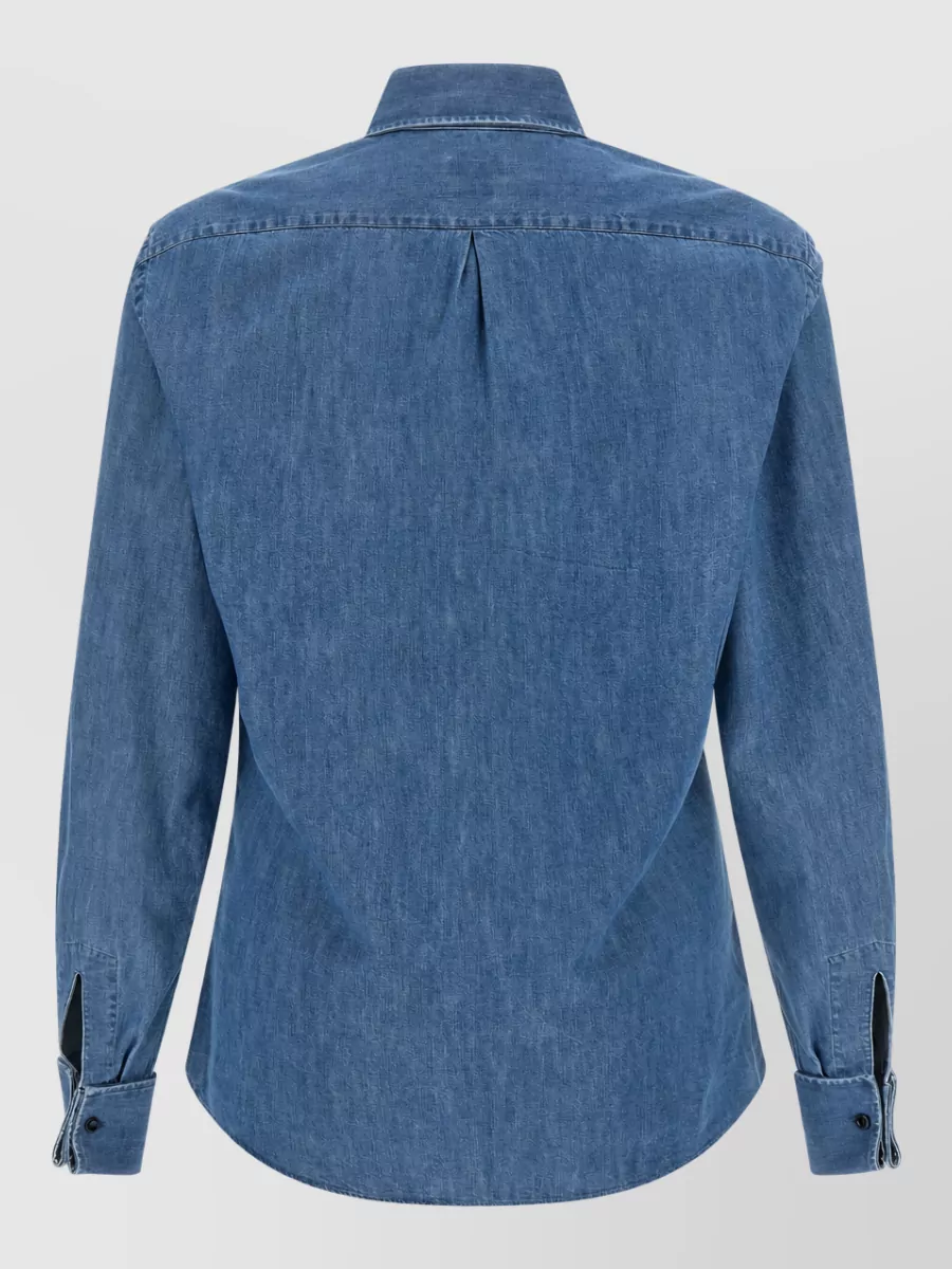 Brunello Cucinelli Denim Slim-Fit Long-Sleeve Shirt