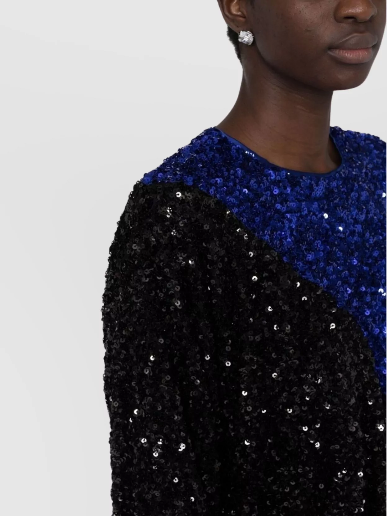 Rotate Long Sleeve Sequin Block Dress