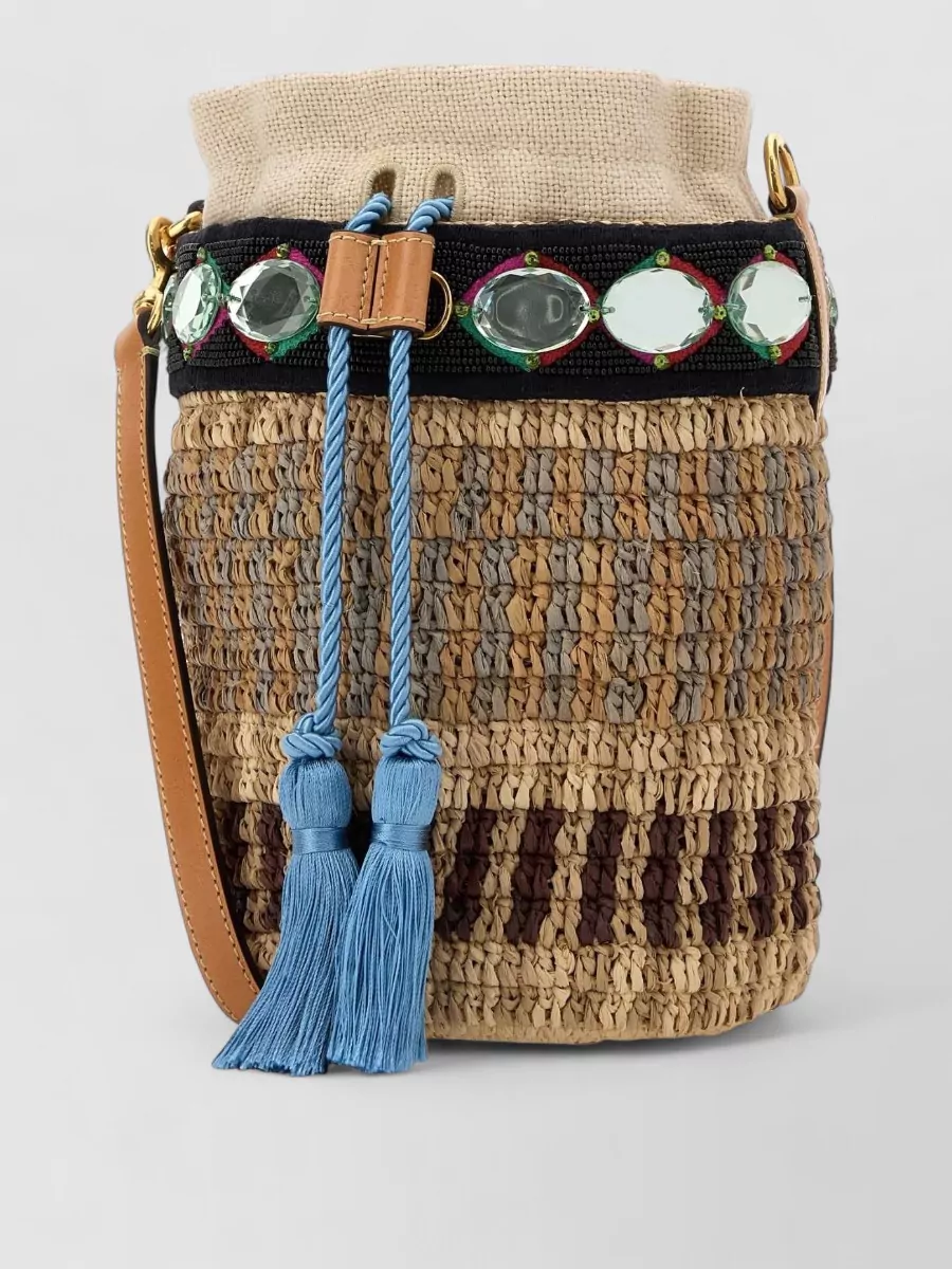 Valentino Garavani Vlogo Signature Raffia Bucket Bag
