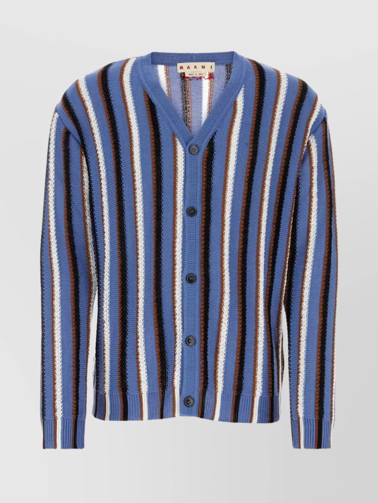 Shop Marni Embroidered Stripes Cotton Cardigan