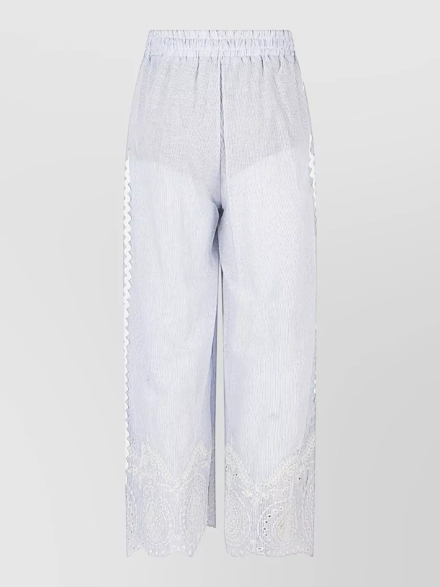 Front Street Striped Embroidered Cropped Trousers